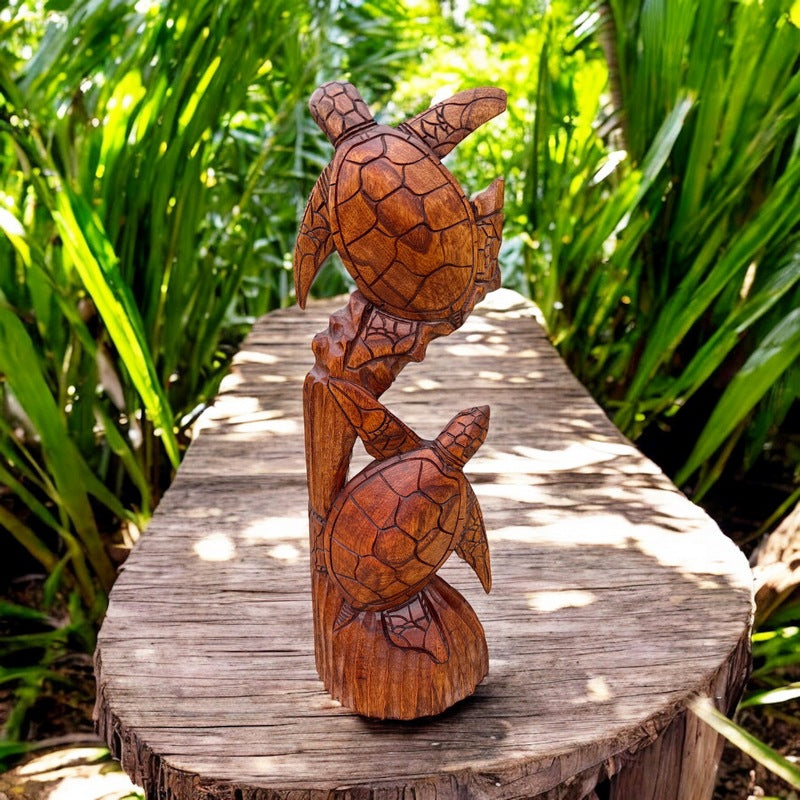 Standing Hawaiian Sea Turtle | Sea Life Carving 20"