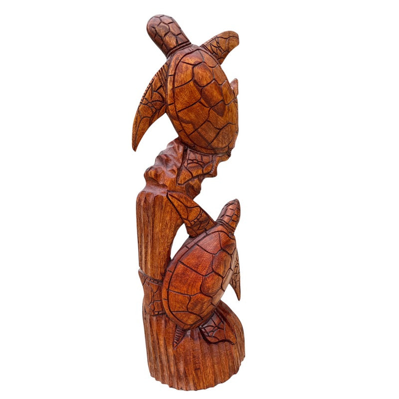 Standing Hawaiian Sea Turtle | Sea Life Carving 20"