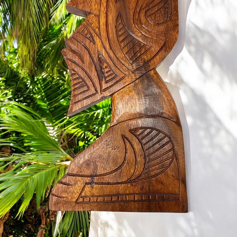 Polynesian Carved Wall Plaque 16"