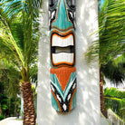 Tiki Mask with Plumeria Flowers | Polynesian Mask 40"