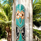 Tiki Mask with Plumeria Flowers | Polynesian Mask 40"