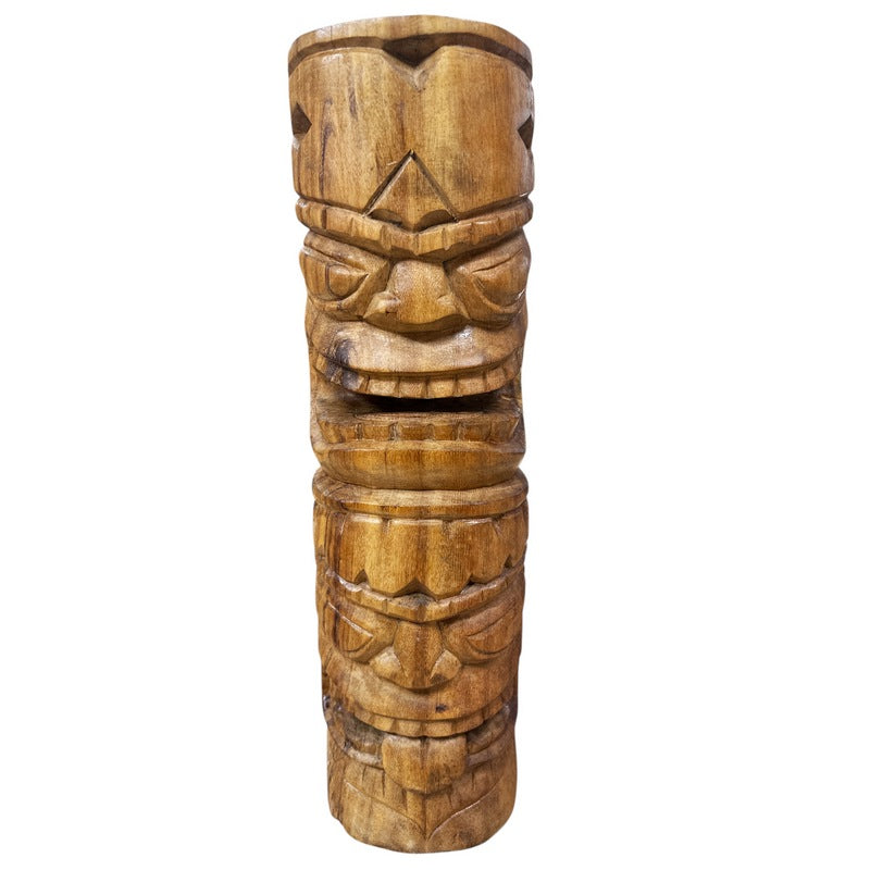 Warrior and Strength Tiki Totem | Hawaiian Décor 20" (Natural)