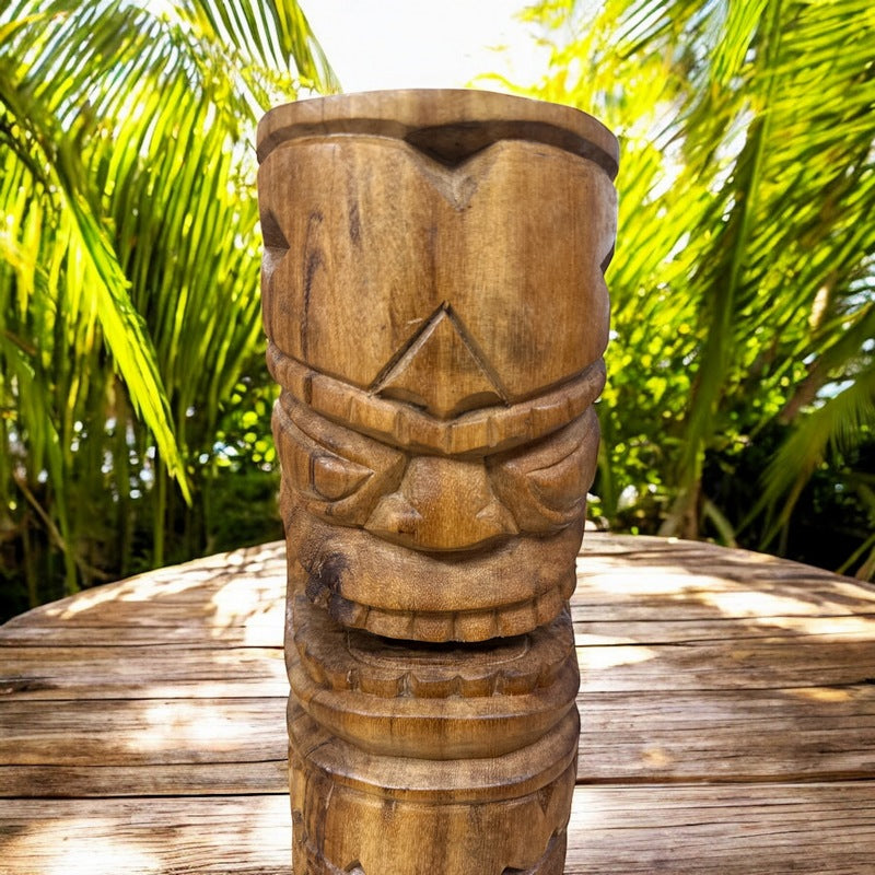 Warrior and Strength Tiki Totem | Hawaiian Décor 20" (Natural)
