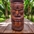 Warrior and Strength Tiki Totem | Hawaiian Décor 20" (Stained)