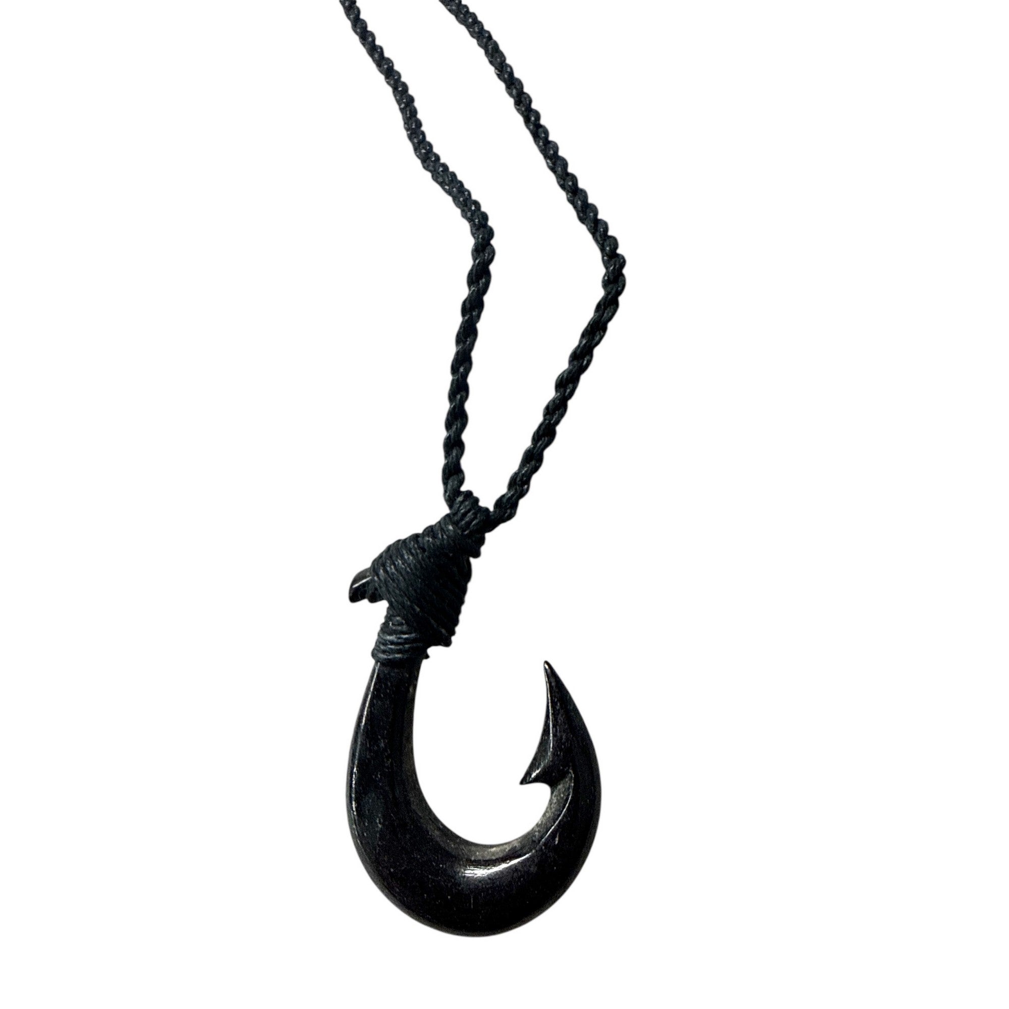 Black Bone Fish Hook w/ Black Cord | Hawaiian Makau