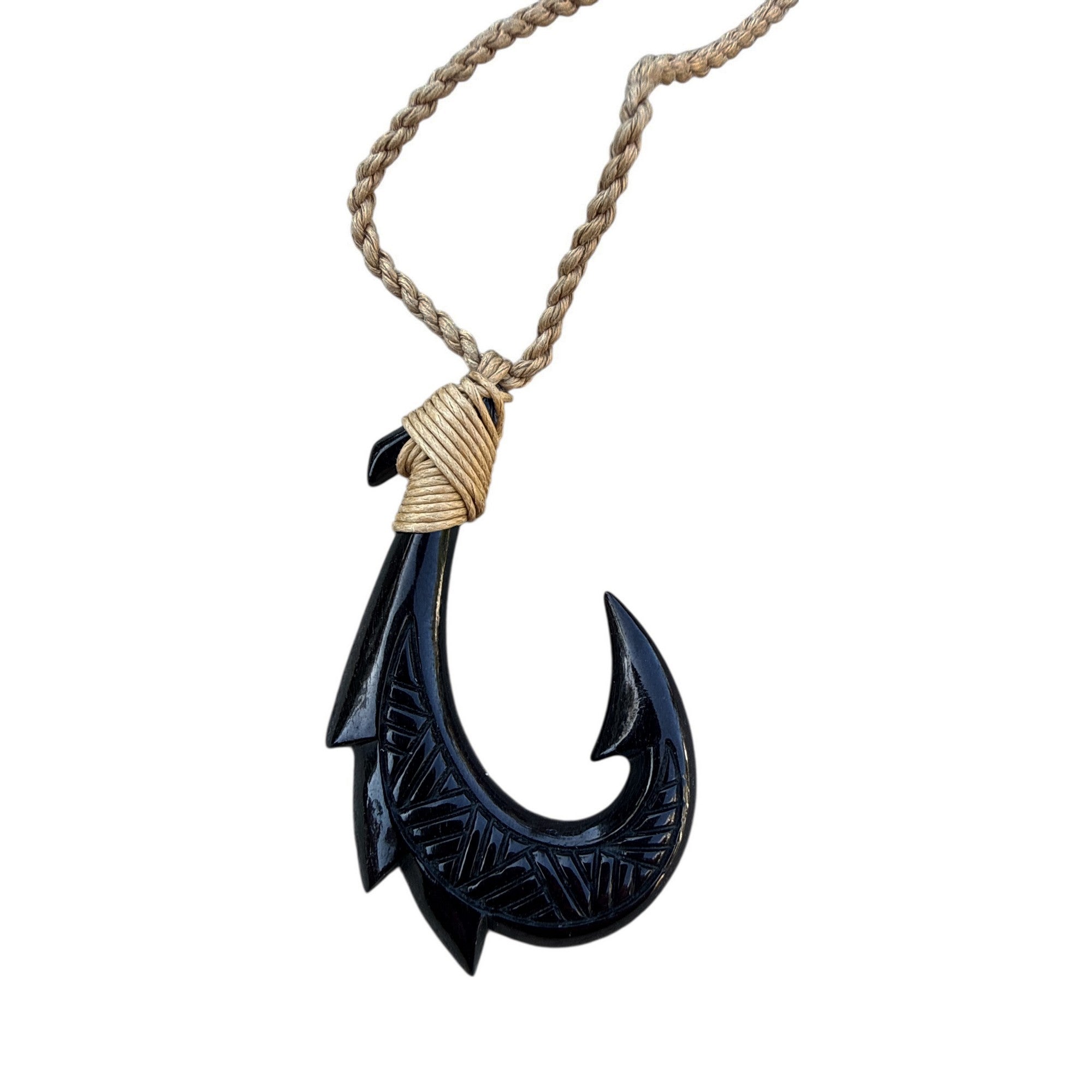 Black Bone Fish Hook w/ Engravings