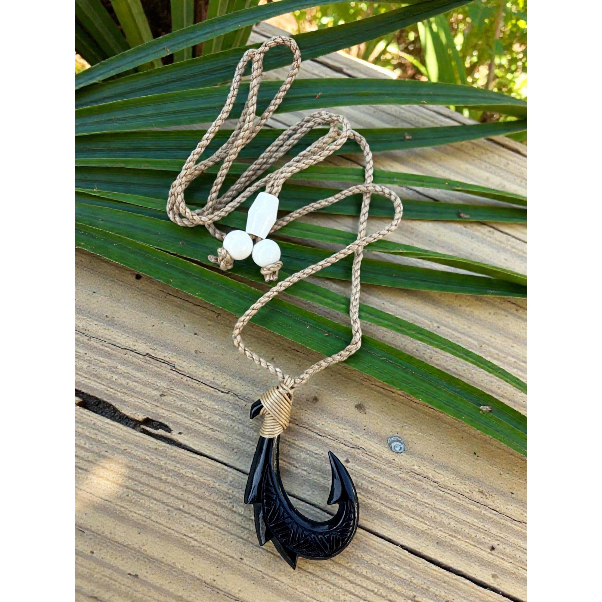 Black Bone Fish Hook w/ Engravings