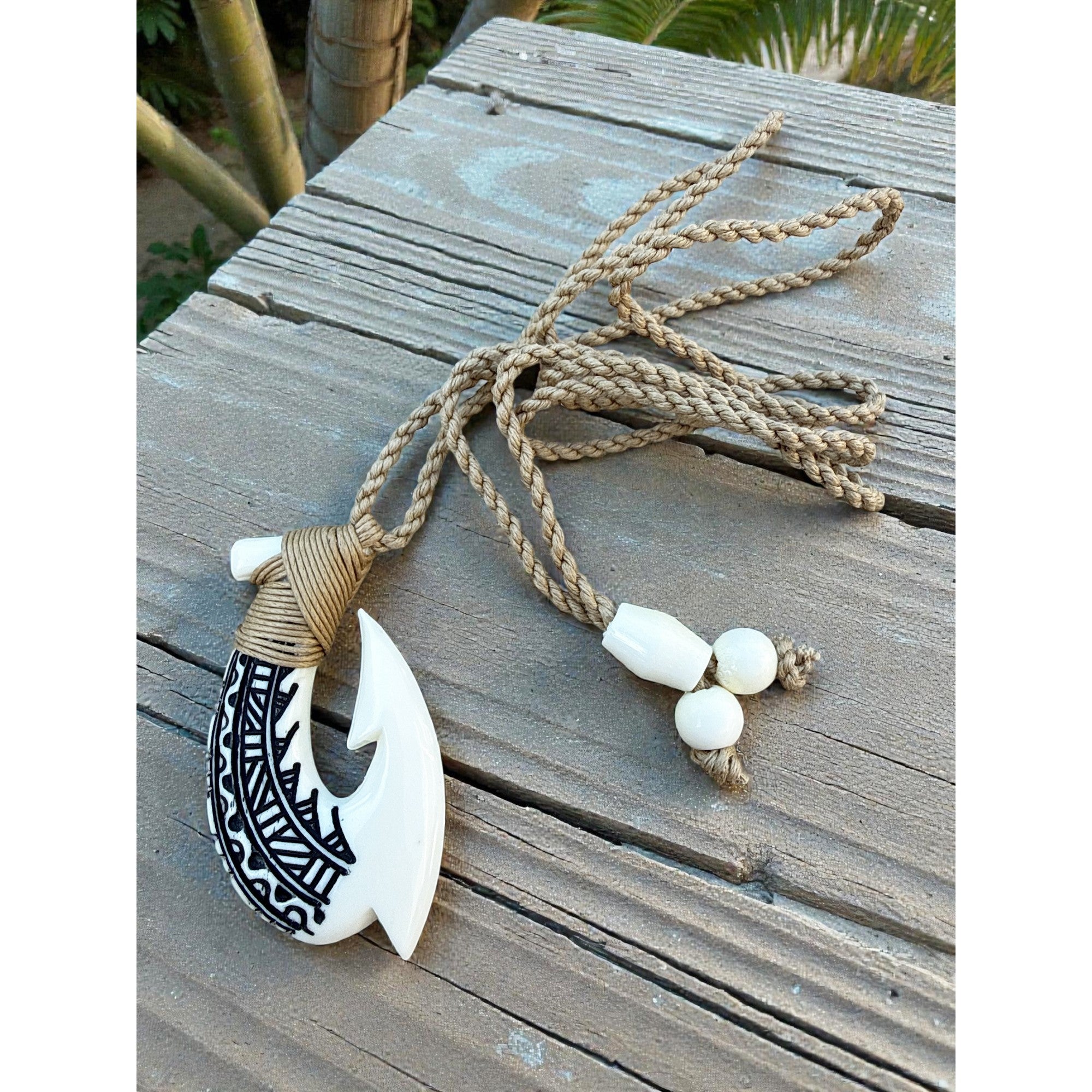 Buffalo Bone Fish Hook w/ Engravings