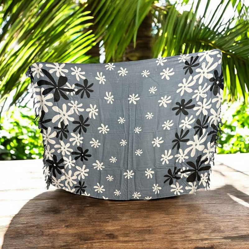 Tiare Flower Print | Pareo/Sarong Grey