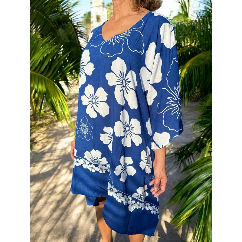 Beach Cover-Up | Hawaiian Flowers BLUE