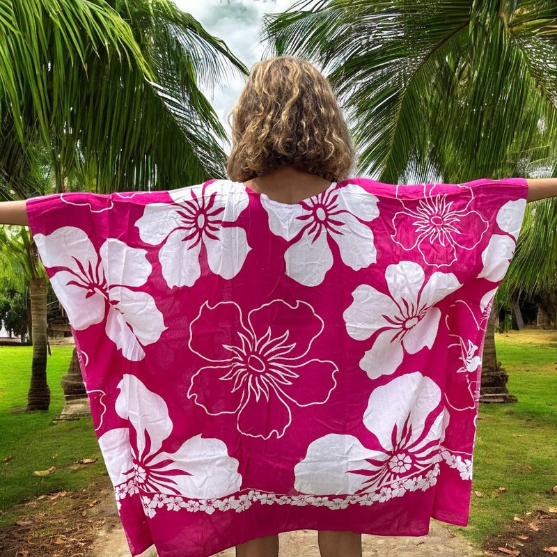 Beach Cover-Up | Hawaiian Flowers FUCHSIA