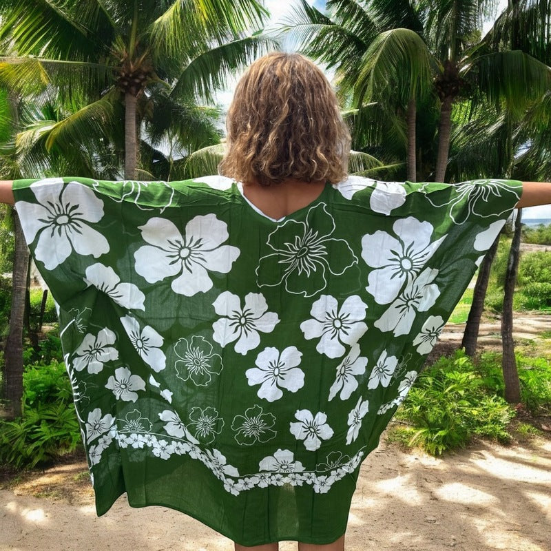 Beach Cover-Up | Hawaiian Flowers GREEN
