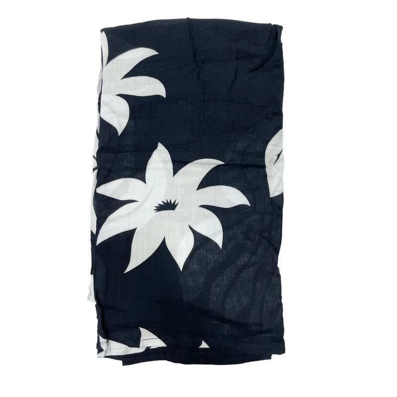 Beach Cover-Up | Hawaiian Monstera and Plumeria Flowers BLACK