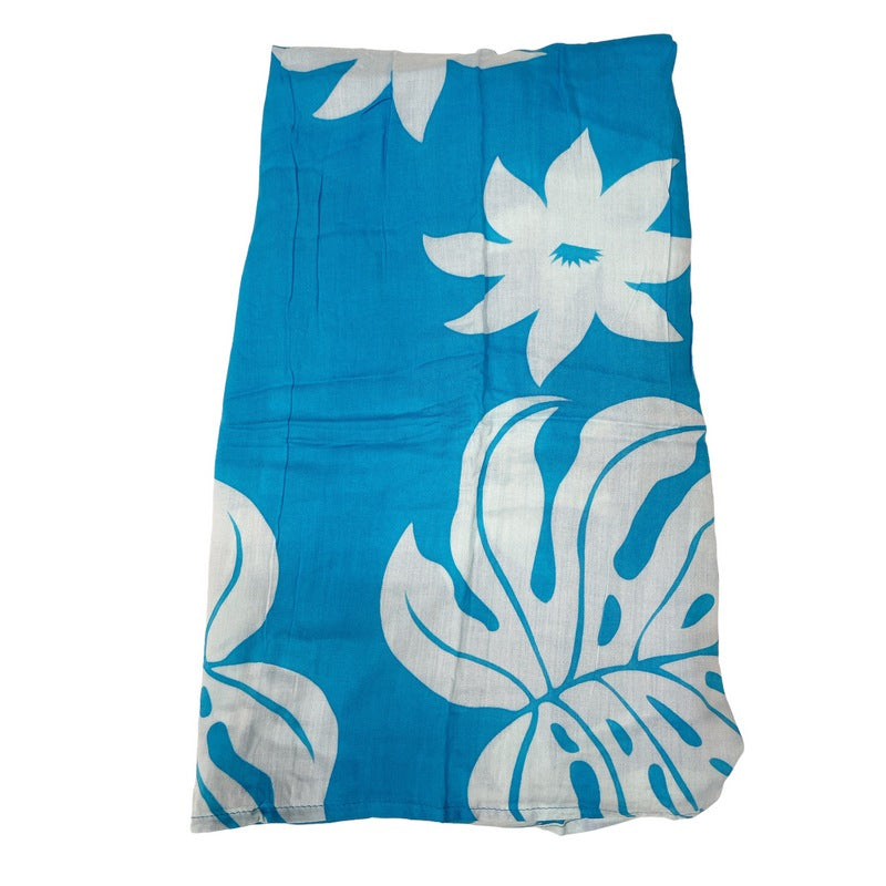 Beach Cover-Up | Hawaiian Monstera and Plumeria Flowers AQUA