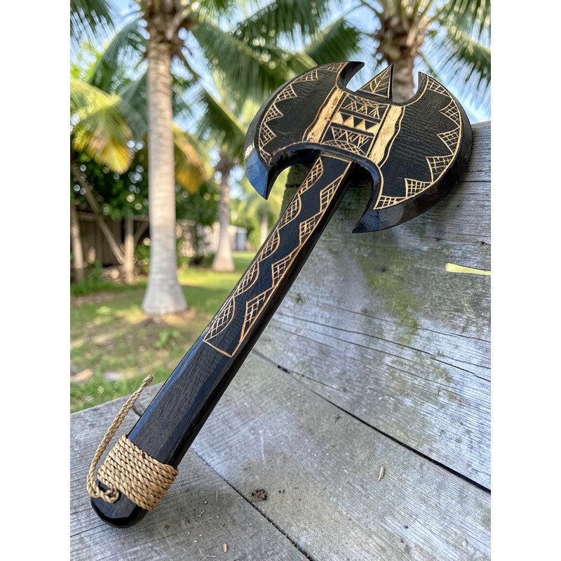 Hawaiian Double Axe Club | Polynesian Replica Black