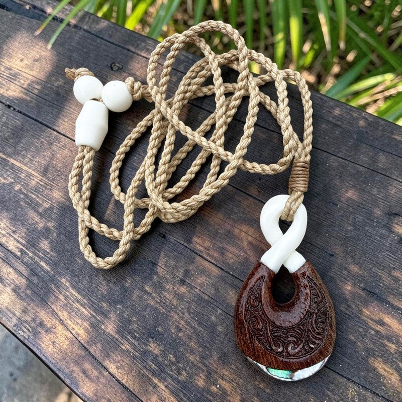 Koa Wood and Bone Twist w/ Engravings