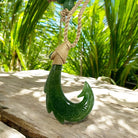 Jade Fish Hook Necklace w/ Engravings