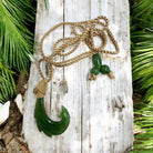 Jade Fish Hook Necklace w/ Engravings