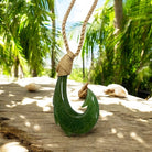 Jade Fish Hook Necklace w/ Engravings