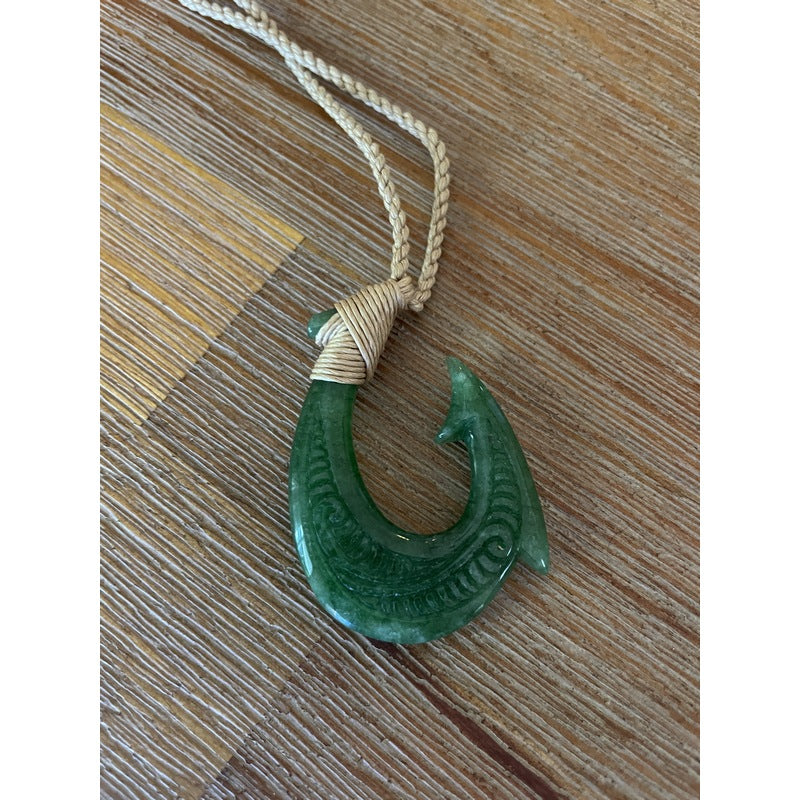 Jade Makau w/ Engravings | Fish Hook Necklace