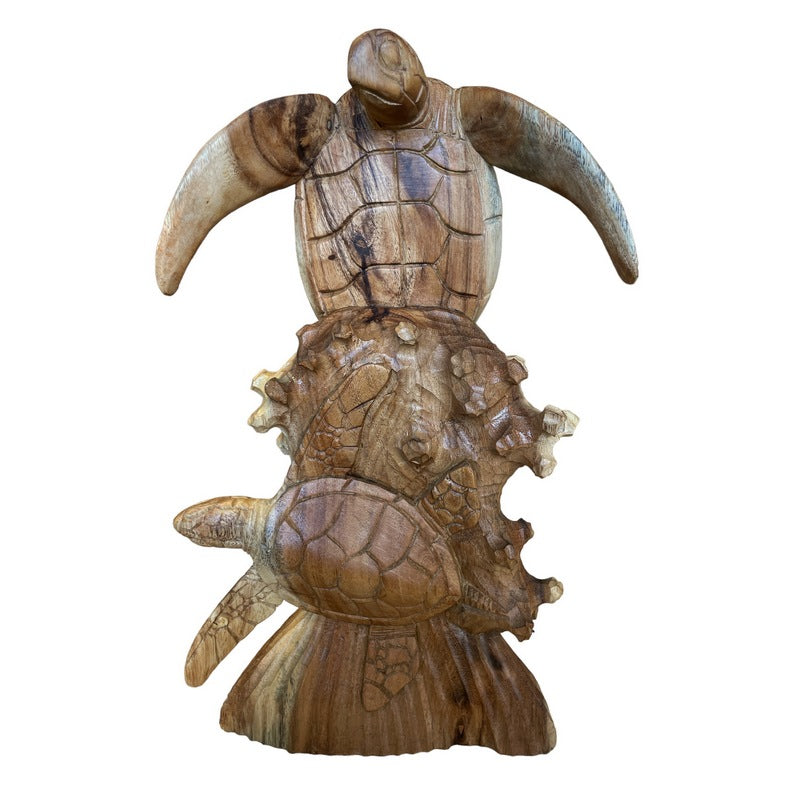 Standing Hawaiian Sea Turtle | Natural Wood 16"