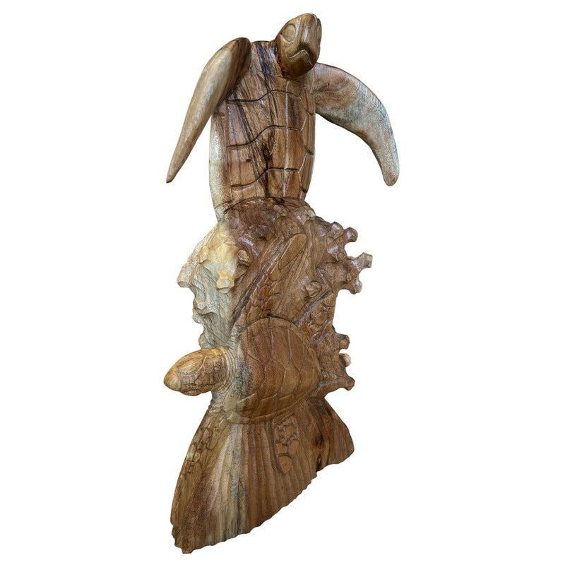 Standing Hawaiian Sea Turtle | Natural Wood 16"