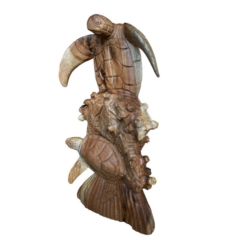 Standing Hawaiian Sea Turtle | Natural Wood 16"