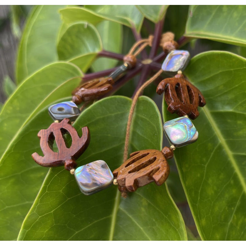 Koa Sea Turtle with Abalone Bracelet