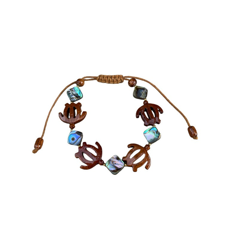 Koa Sea Turtle with Abalone Bracelet