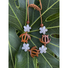 Koa Sea Turtles and Bone Plumeria Flower Adjustable Bracelet