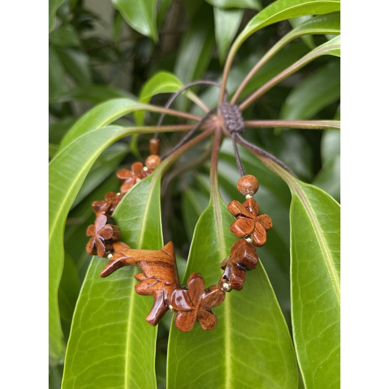 Dolphin and Plumeria Flower Koa Bracelet