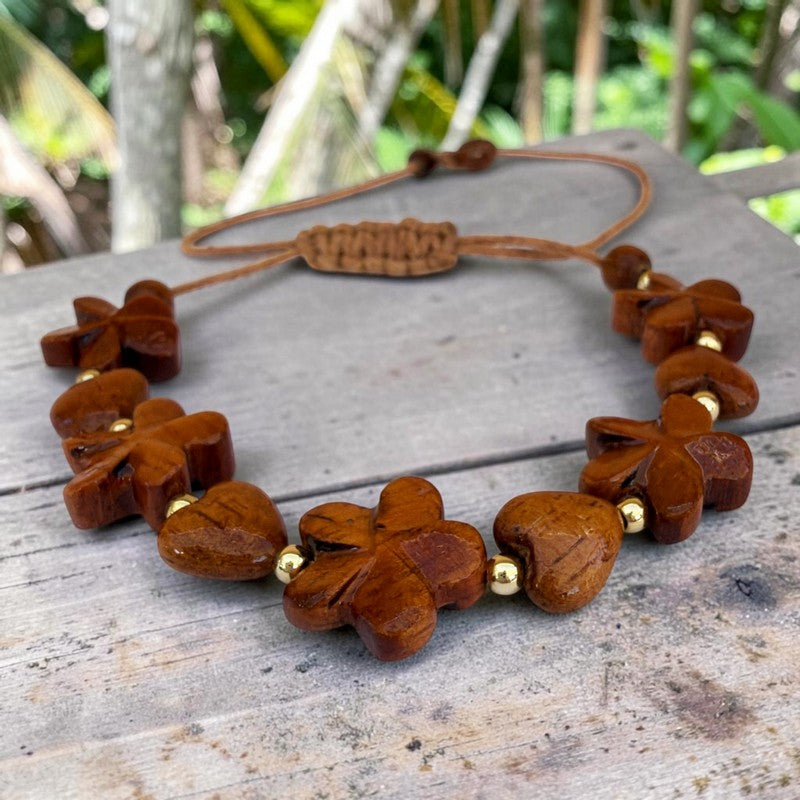 Plumeria Flower and Heats Koa Bracelet