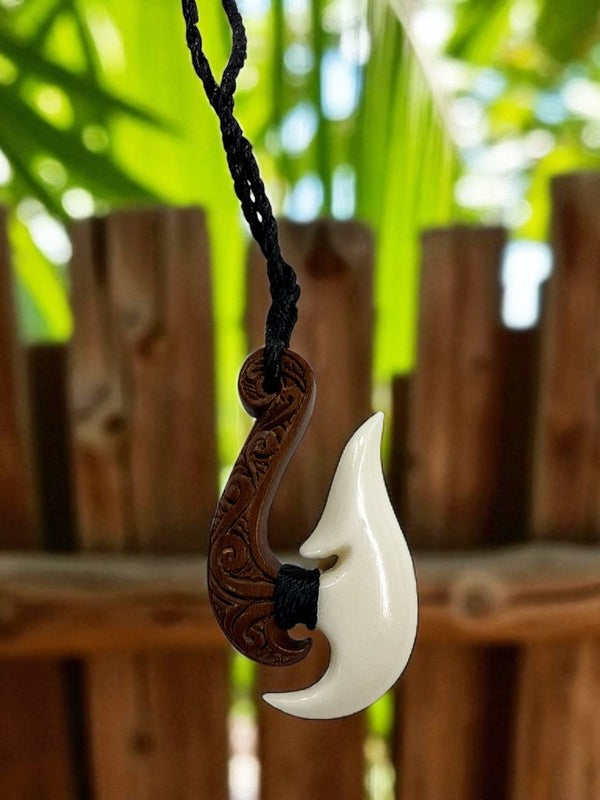 Wood and Bone Maori Fish Hook