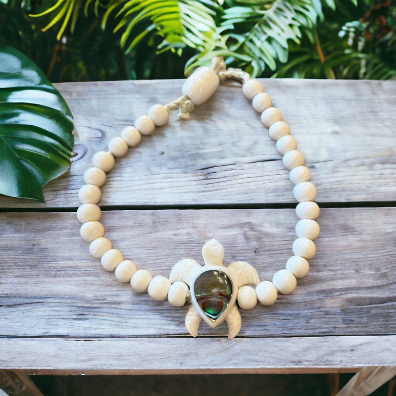 Honu Beaded Bracelet w/ Abalone