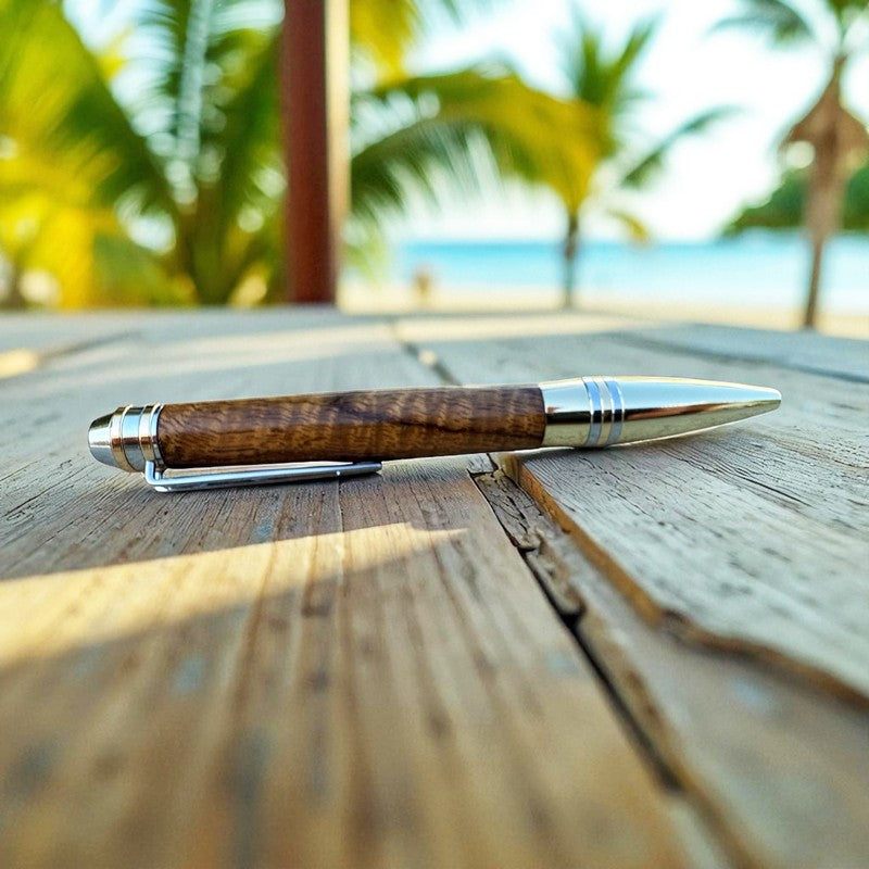 Curly Koa Wood Pen | Gold Accents