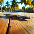Curly Koa Wood Pen | Ocean Blue Accents