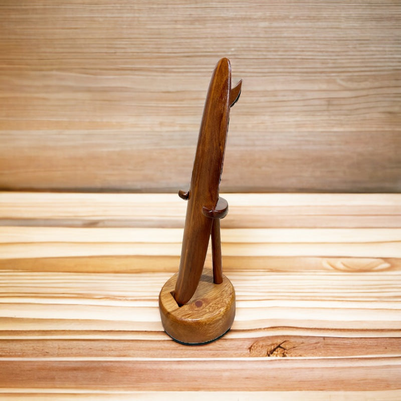 Koa Wood Stringer Surfboard with Stand Brown