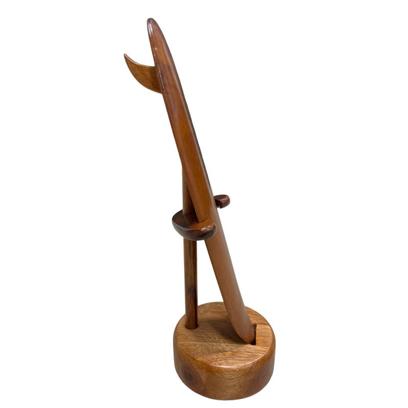 Koa Wood Stringer Surfboard with Stand Brown