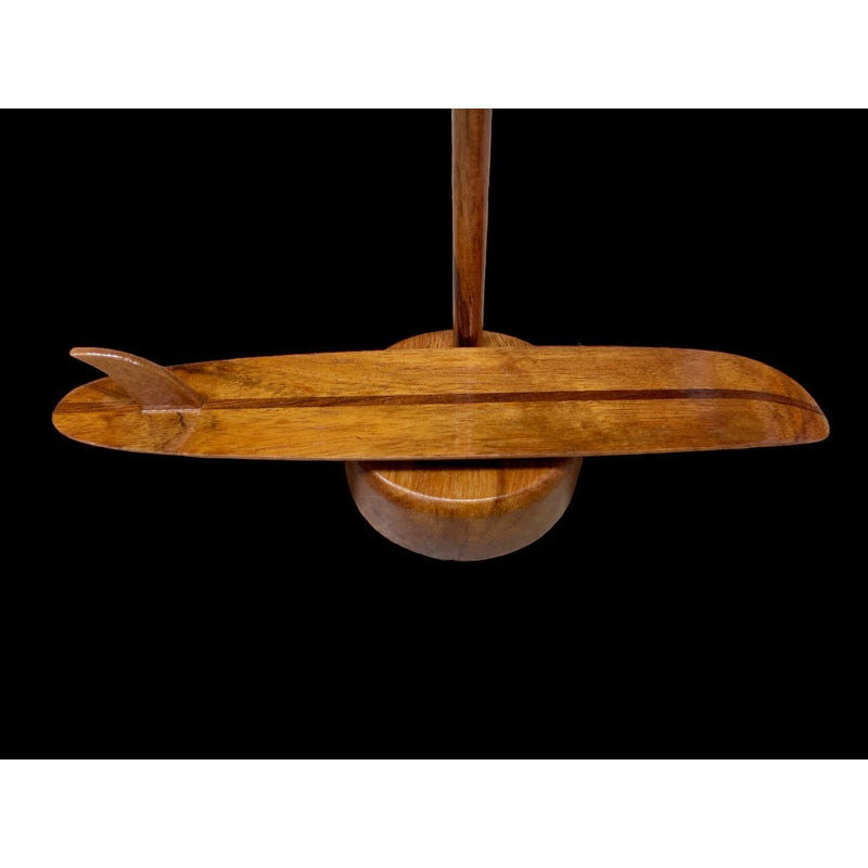 Koa Wood Stringer Surfboard with Stand Brown