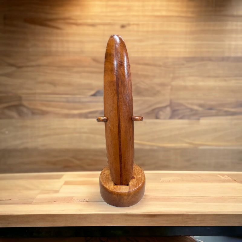 Koa Wood Stringer Surfboard with Stand Brown