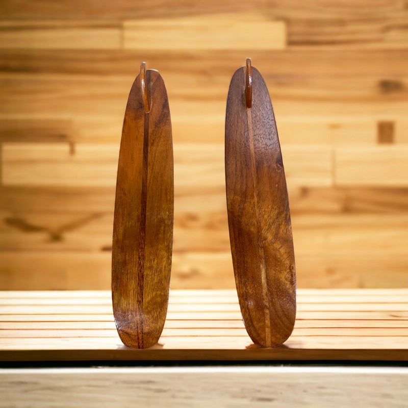 Koa Wood Stringer Surfboard with Stand Both Colors