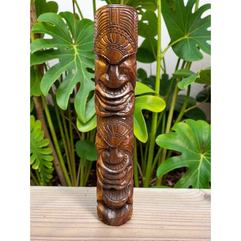 Ku and Lono Tiki Totem | Hawaiian Decor 19"