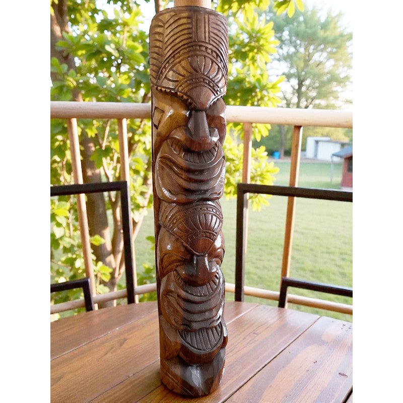 Ku and Lono Tiki Totem | Hawaiian Decor 19"