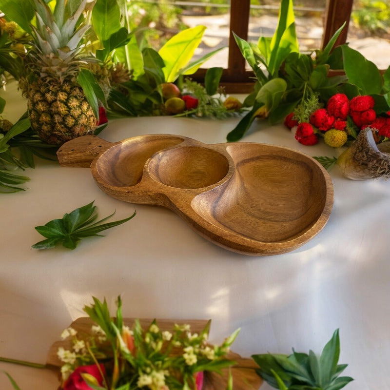Acacia Wood Ukulele Tray w/ 3 Compartments