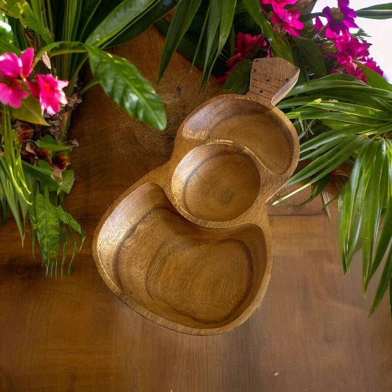 Acacia Wood Ukulele Tray w/ 3 Compartments
