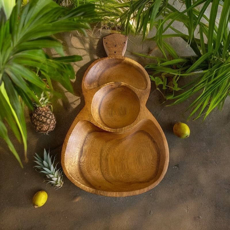 Acacia Wood Ukulele Tray w/ 3 Compartments