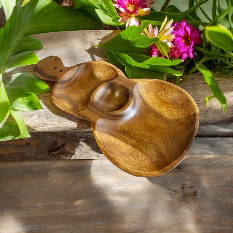 Acacia Wood Ukulele Tray w/ 3 Compartments