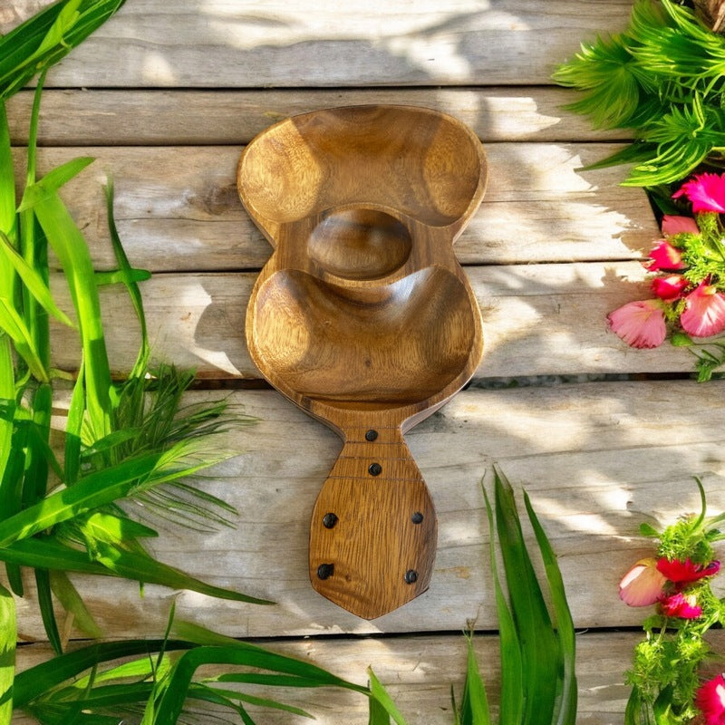 Acacia Wood Ukulele Tray w/ 3 Compartments