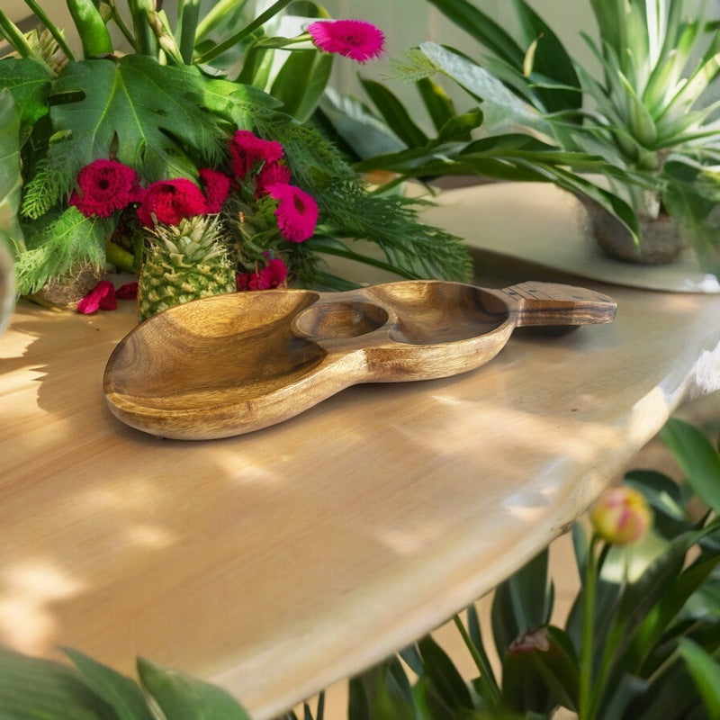 Acacia Wood Ukulele Tray w/ 3 Compartments