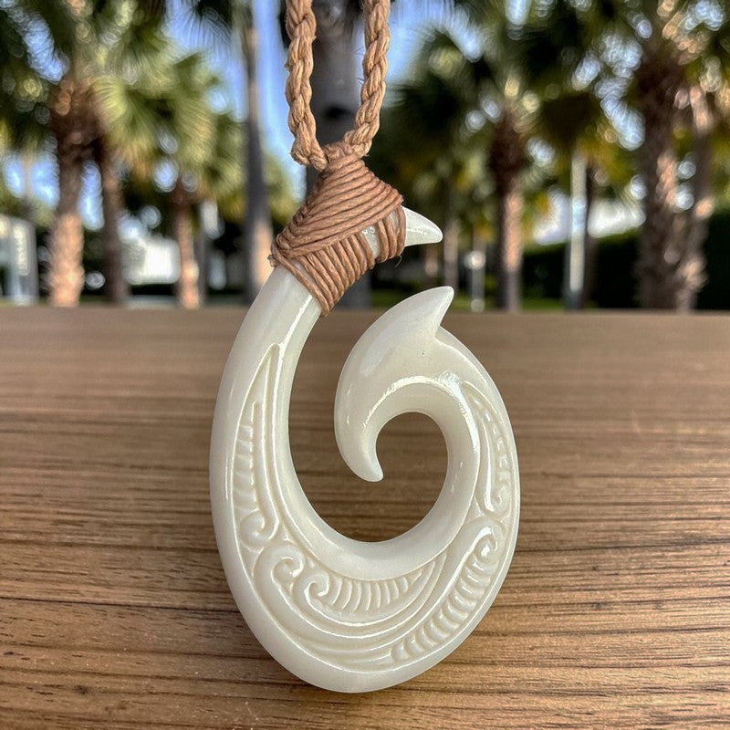 Buffalo Bone Fish Hook w/ Engravings